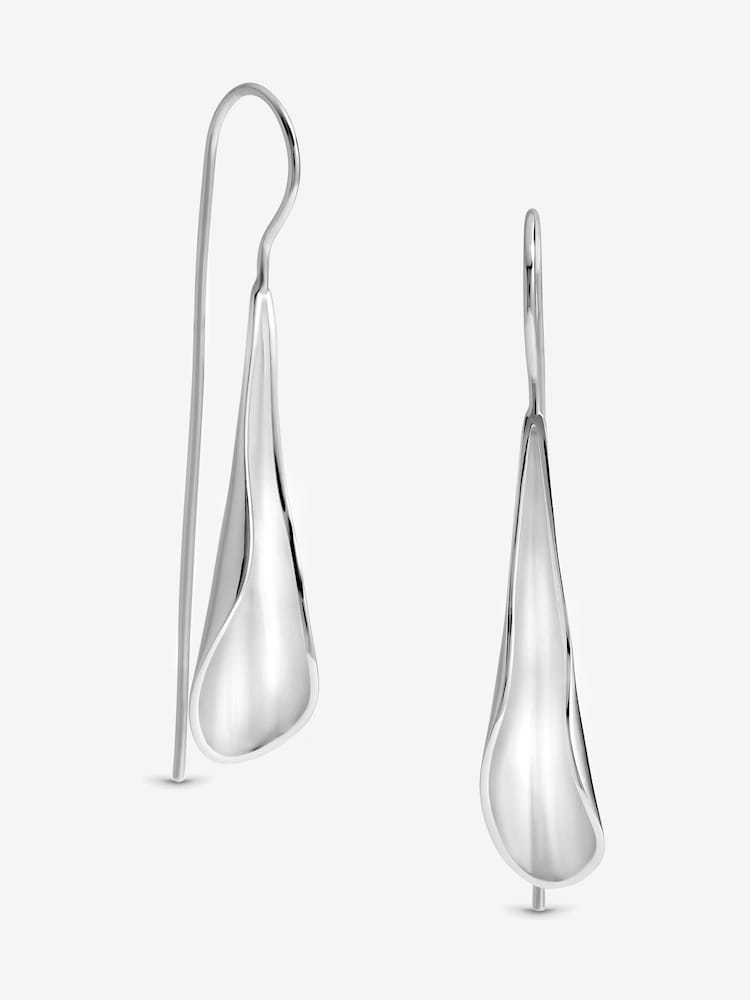 Simply Silver Silver Tone Curved Fishook Drop Earrings - Image 1 of 3