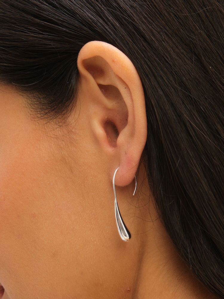 Simply Silver Silver Tone Fluid Fishook Drop Earrings - Image 2 of 3