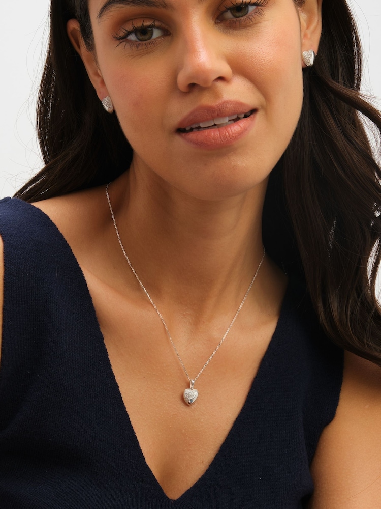 Simply Silver Silver Tone Micro Pave Pendant - Image 2 of 5 Simply Silver Silver Tone Micro Pave Pendant - Image 2 of 5