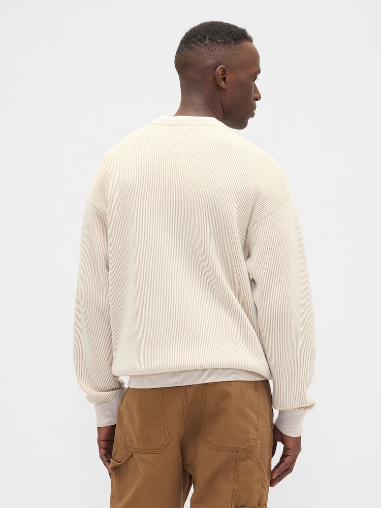 Gap Cream V-Plaited Rib Jumper - Image 2 of 5