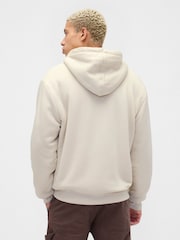 Gap Cream Relaxed Logo Sherpa-Lined Zip Hoodie - Image 2 of 4