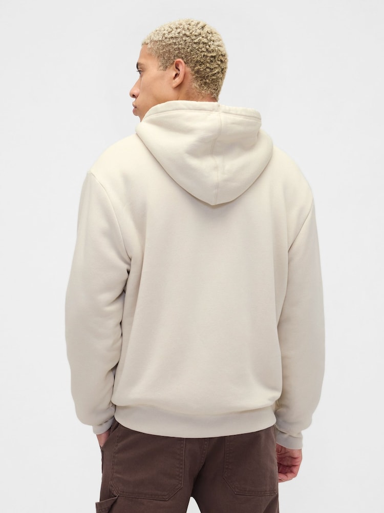 Gap Cream Relaxed Logo Sherpa-Lined Zip Hoodie - Image 2 of 4