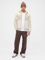 Gap Cream Relaxed Logo Sherpa-Lined Zip Hoodie - Image 3 of 4