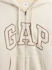 Gap Cream Relaxed Logo Sherpa-Lined Zip Hoodie - Image 4 of 4