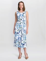 Gina Bacconi George Floral Print Midi White Dress - Image 1 of 6