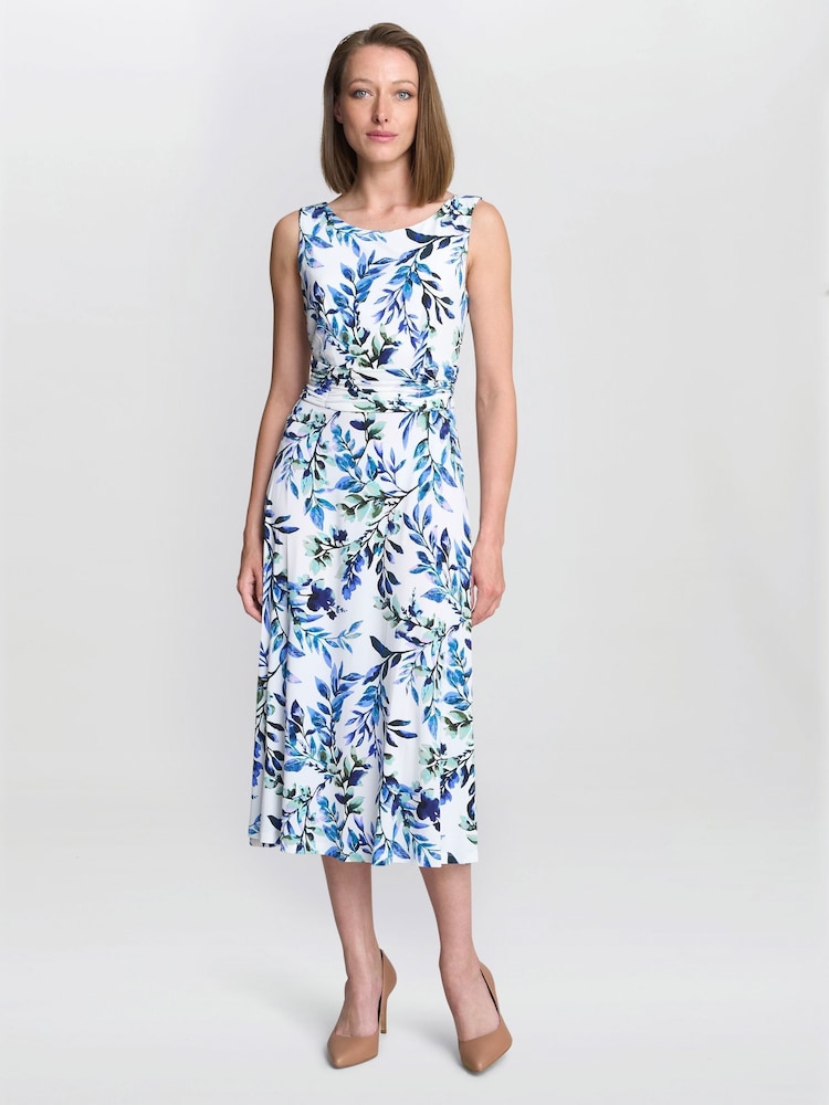 Gina Bacconi George Floral Print Midi White Dress - Image 1 of 6