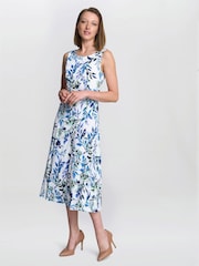 Gina Bacconi George Floral Print Midi White Dress - Image 5 of 6