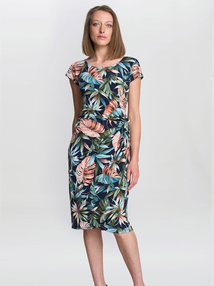 Gina Bacconi Marley Floral Print Black Dress - Image 1 of 5