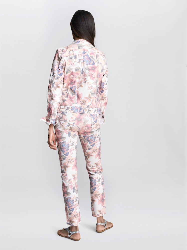 Gina Bacconi Pink Cathy Reversible Floral Print Denim Jacket - Imagem 4 de 4