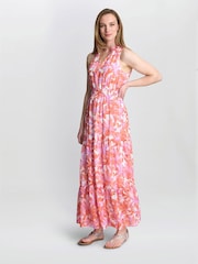 Gina Bacconi Orange Roweena Summer Dress - Image 1 of 6
