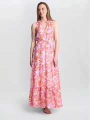 Gina Bacconi Orange Roweena Summer Dress - Image 3 of 6