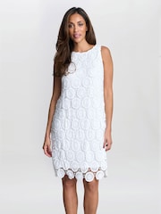 Gina Bacconi Fran Giupure Lace Shift White Dress - Image 1 of 5