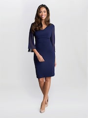 Gina Bacconi Blue Jagger Cowl Neck Dress - Image 1 of 6