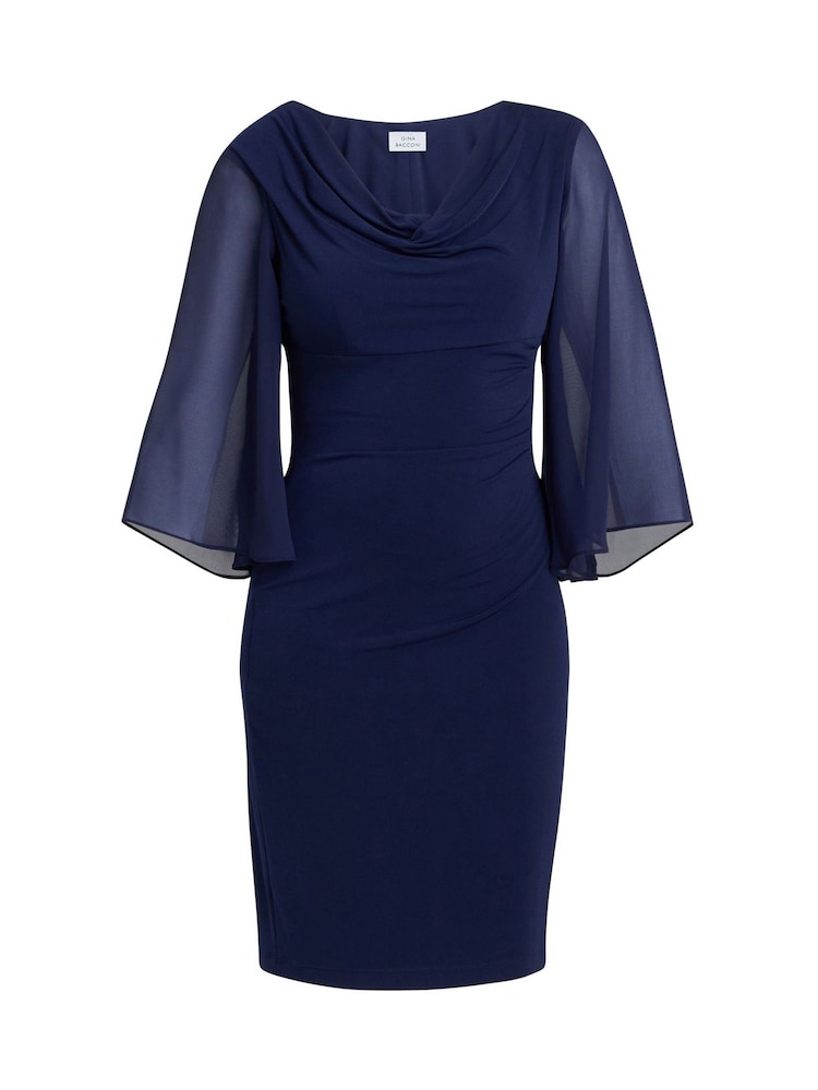 Gina Bacconi Blue Jagger Cowl Neck Dress - Image 6 of 6
