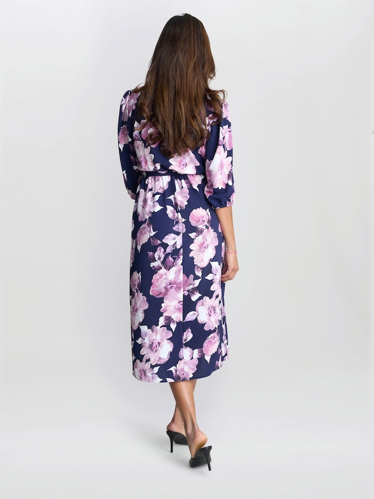 Gina Bacconi Blue Keeley Floral Print Dress - Image 2 of 5