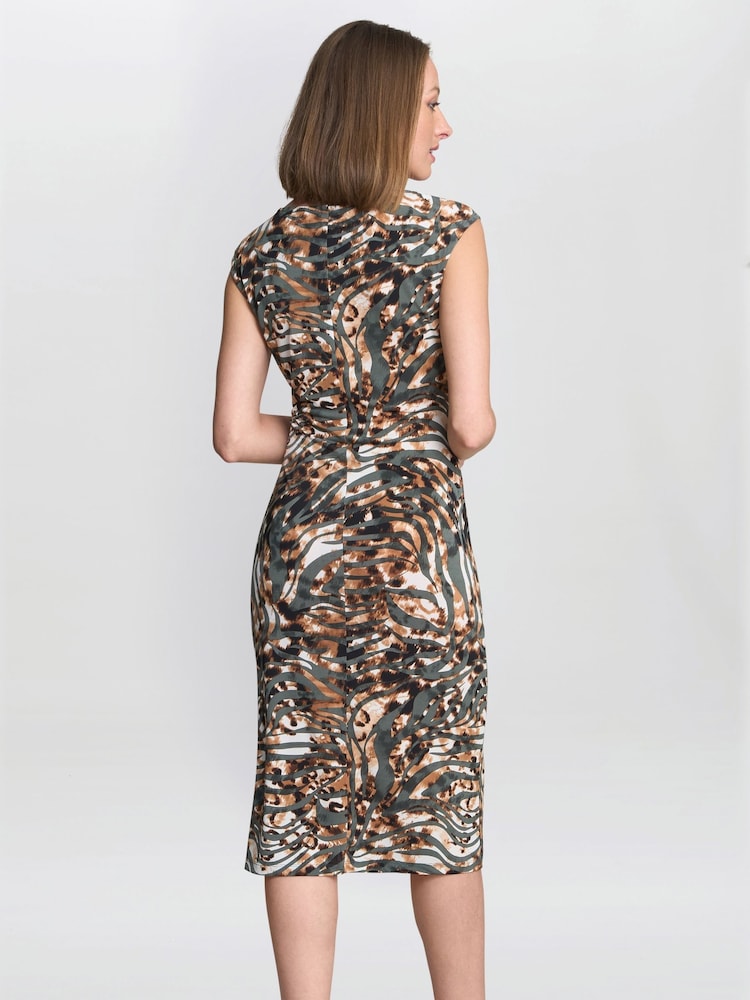 Gina Bacconi Green Mona Abstract Print Dress - Image 2 of 6