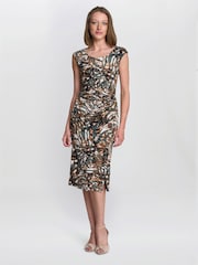 Gina Bacconi Green Mona Abstract Print Dress - Image 3 of 6