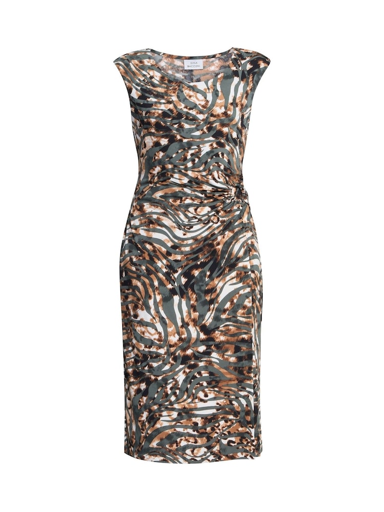 Gina Bacconi Green Mona Abstract Print Dress - Image 6 of 6