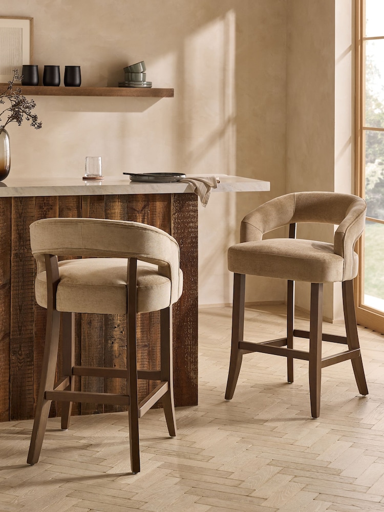 Fine Chenille Sand Remi Bar Stool - Image 1 of 7