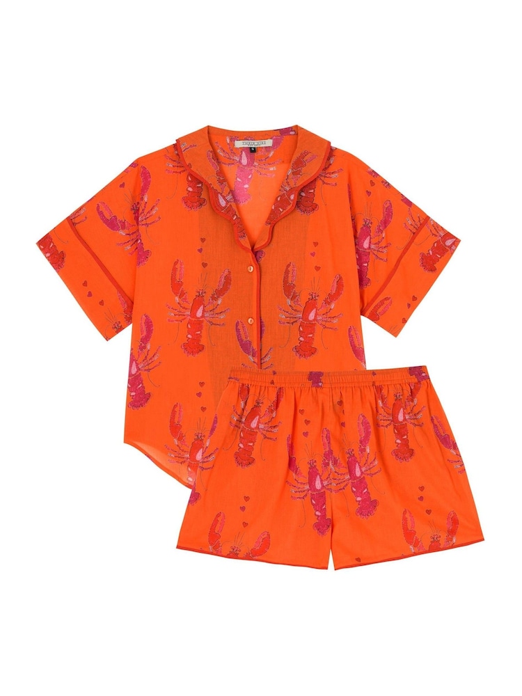 Their Nibs Red Lobster Cotton Voile Oversized Short Pyjamas Set - Image 5 of 5