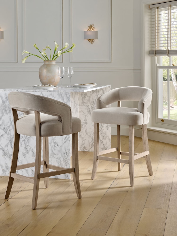 Opulent Chenille Pebble Remi Bar Stool - Image 1 of 6 Opulent Chenille Pebble Remi Bar Stool - Image 1 of 6