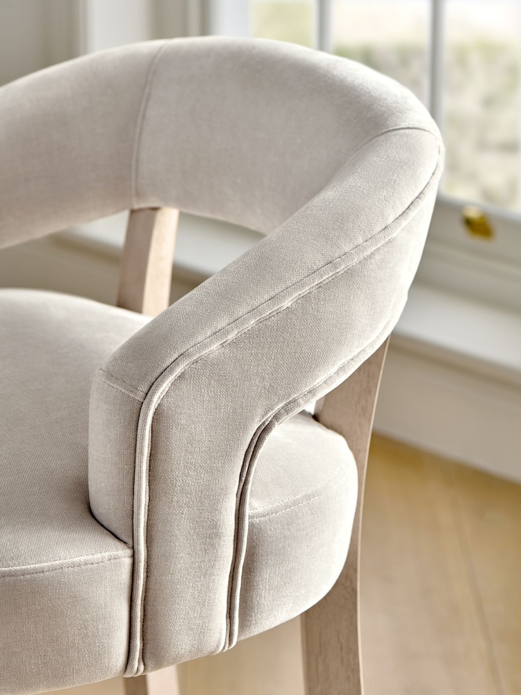 Opulent Chenille Pebble Remi Bar Stool - Image 2 of 6 Opulent Chenille Pebble Remi Bar Stool - Image 2 of 6