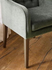 Relaxed Chenille Forest Green Rose Dining Chair - Image 2 of 9