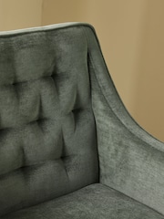 Relaxed Chenille Forest Green Rose Dining Chair - Image 4 of 9