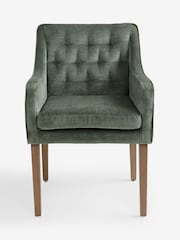 Relaxed Chenille Forest Green Rose Dining Chair - Image 5 of 9