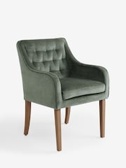 Relaxed Chenille Forest Green Rose Dining Chair - Image 6 of 9