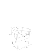 Set of 2 Monochrome Metallic Broken Stripe Mid Wood Leg Aire Dining Chairs - Image 3 of 9