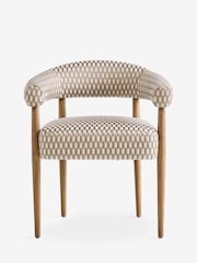 Set of 2 Monochrome Metallic Broken Stripe Mid Wood Leg Aire Dining Chairs - Image 5 of 9