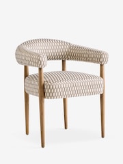 Set of 2 Monochrome Metallic Broken Stripe Mid Wood Leg Aire Dining Chairs - Image 6 of 9