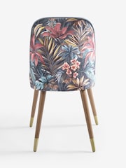 Set of 2 Opulent Velvet Bold Chic Tropical Print Valencia Upholstered Dark Wood Leg Dining Chairs - Image 6 of 6