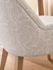 Set of 2 Relaxed Linen Look Floral Print Light Natural Hensley Oak Effect Leg Dining Chairs - Image 2 of 9
