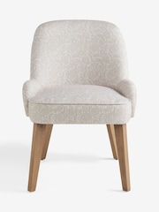 Set of 2 Relaxed Linen Look Floral Print Light Natural Hensley Oak Effect Leg Dining Chairs - Image 5 of 9