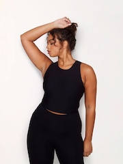 LOVALL Black Empower Sleeveless Round Neck Top - Image 1 of 5