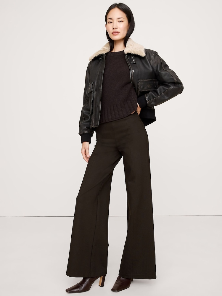 Banana Republic Brown High-Rise Wide-Leg Everywhere Ponte Pull On trousers - Image 1 of 5