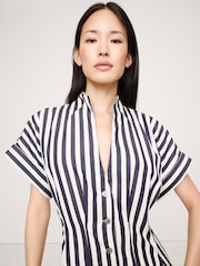 Banana Republic Blue Stripe Cotton Poplin Shirt Dress - Image 3 of 4