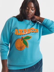 Simply Be Blue Arancia Boucle Fruit Sweat Top - Image 1 of 4