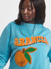 Simply Be Blue Arancia Boucle Fruit Sweat Top - Image 2 of 4