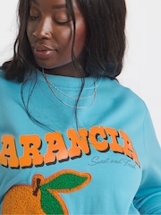 Simply Be Blue Arancia Boucle Fruit Sweat Top - Image 4 of 4