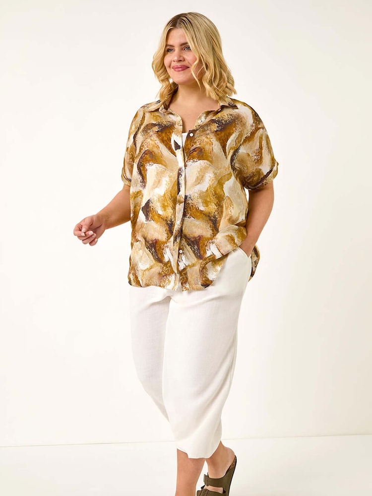 Castanho - Camisa com botões e estampa de redemoinhos Roman Curve - Imagem 2 de 5