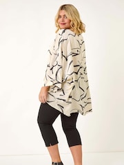Roman White Mono Print Longline Blouse - Image 3 of 5