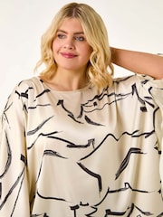 Roman White Mono Print Longline Blouse - Image 4 of 5