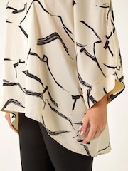 Roman White Mono Print Longline Blouse - Image 5 of 5