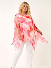 Roman Curve Watercolour Print Overlay Blouse - Imagem 2 de 5