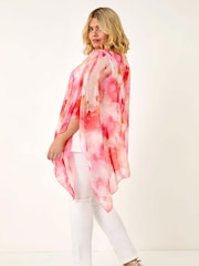 Roman Curve Watercolour Print Overlay Blouse - Imagem 3 de 5