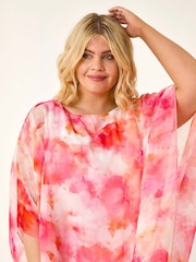 Roman Curve Watercolour Print Overlay Blouse - Imagem 4 de 5
