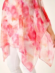 Roman Curve Watercolour Print Overlay Blouse - Imagem 5 de 5